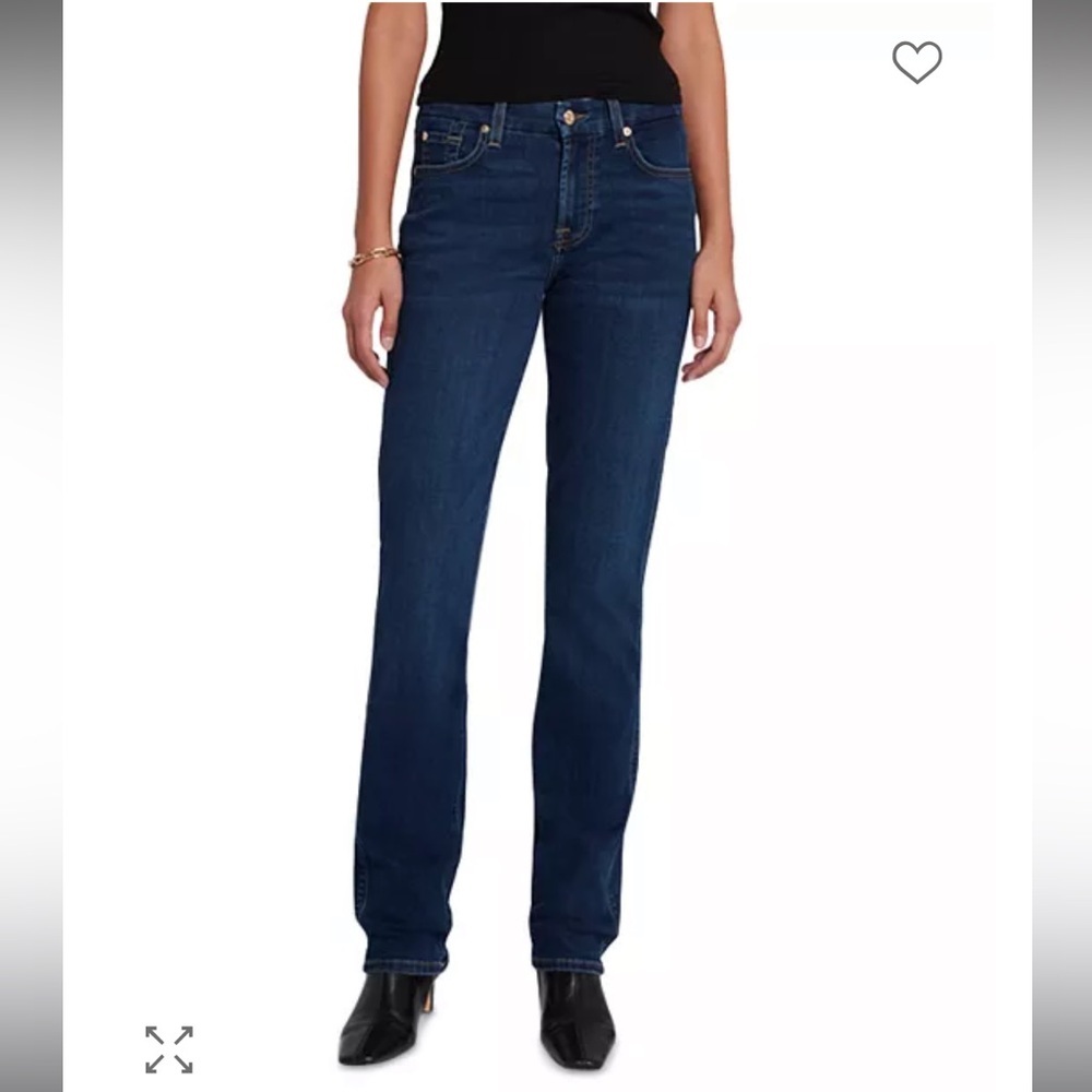 7 For All Mankind Dark Blue Jeans Kinmie Straight Leg Denim Size 32 Mid rise